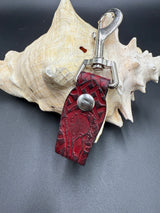 Stamped Leather Mug Strap with Belt Clip  - Crow/Raven  Skull