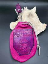Stamp Leather Mug Strap Pouch - Owl