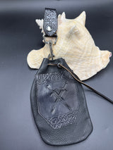 Stamp Leather Mug Strap Pouch - Weapons