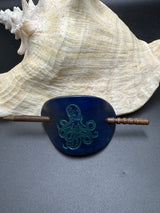 Stamped Leather Hair Barrette - Octopus