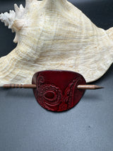 Stamped Leather Hair Barrette - Tentacles