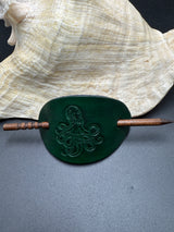 Stamped Leather Hair Barrette - Octopus