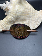 Stamped Leather Hair Barrette - Mushrooms