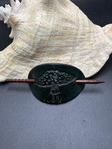 Stamped Leather Hair Barrette - Mushrooms
