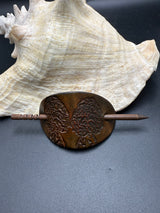 Stamped Leather Hair Barrette - Mushrooms