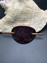 Stamped Leather Hair Barrette - Mushrooms
