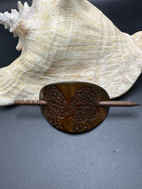 Stamped Leather Hair Barrette - Mushrooms