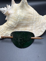 Stamped Leather Hair Barrette - Floral