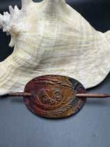 Stamped Leather Hair Barrette - Dragon Eyes