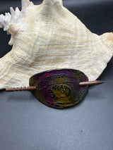 Stamped Leather Hair Barrette - Dragon Eyes