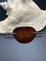 Stamped Leather Hair Barrette - Dragon Head