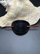 Stamped Leather Hair Barrette - Dragon Medieval 2.0