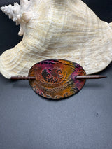 Stamped Leather Hair Barrette - Dragon Eyes