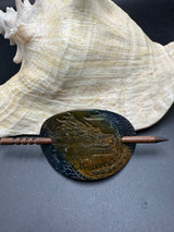 Stamped Leather Hair Barrette - Dragon Head