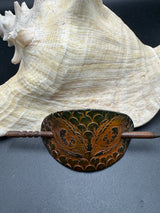Stamped Leather Hair Barrette - Dragon Eyes