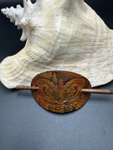 Stamped Leather Hair Barrette - Dragon Eyes