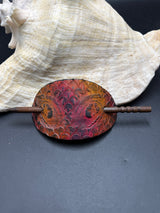 Stamped Leather Hair Barrette - Dragon Eyes