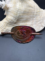 Stamped Leather Hair Barrette - Dragon Eyes