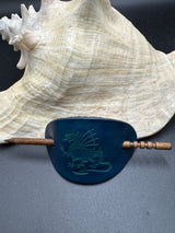Stamped Leather Hair Barrette - Dragon Medieval 2.0