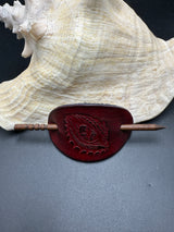 Stamped Leather Hair Barrette - Dragon Eyes