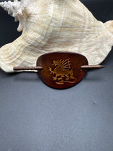 Stamped Leather Hair Barrette - Dragon Medieval 2.0