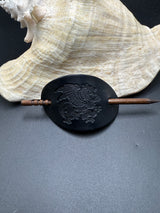 Stamped Leather Hair Barrette - Dragon Medieval 1.0