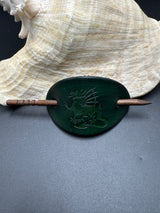 Stamped Leather Hair Barrette - Dragon Medieval 2.0