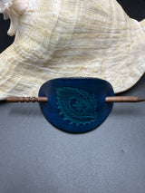 Stamped Leather Hair Barrette - Dragon Eyes