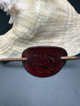 Stamped Leather Hair Barrette - Dragon Head