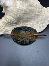 Stamped Leather Hair Barrette - Dragon Medieval 1.0