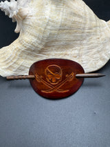 Stamped Leather Hair Barrette - Jolly Roger