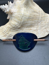 Stamped Leather Hair Barrette - Pirate Ship