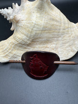 Stamped Leather Hair Barrette - Pirate Ship