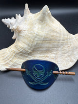 Stamped Leather Hair Barrette - Jolly Roger