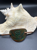 Stamped Leather Hair Barrette - Jolly Roger