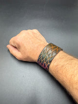 Stamped Leather Bracelet - 1 1/4 inch Dragon Scale
