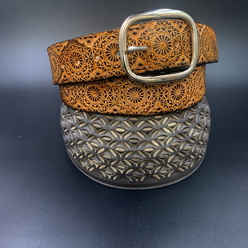Stamped Leather Belt - Patterned Classic