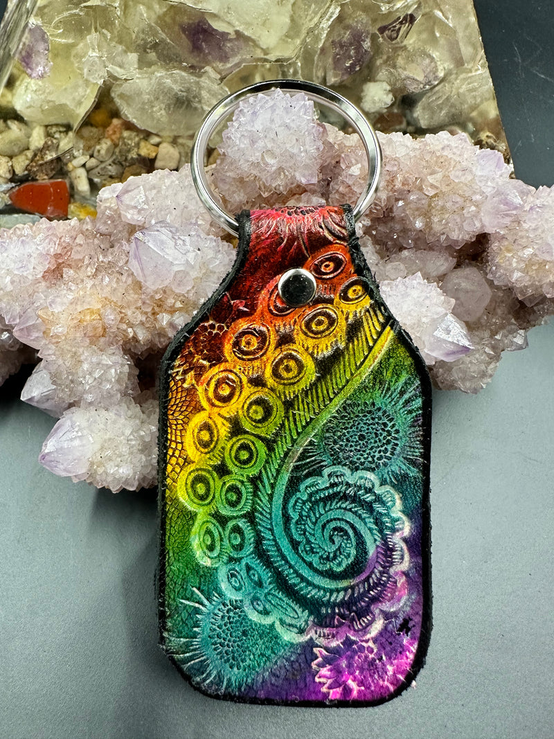 Stamped Leather Keychain - Tentacles
