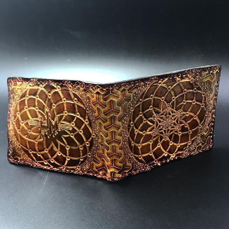 Carved Leather Bifold Wallet - Geometry