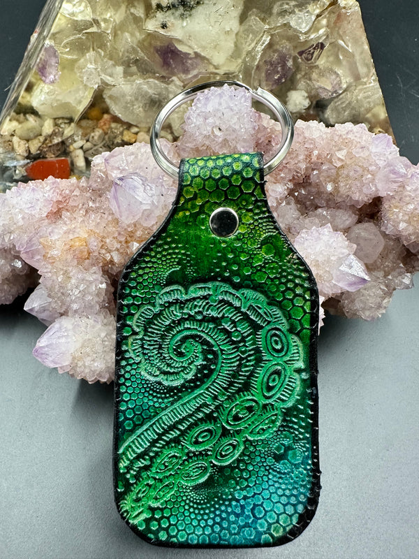 Stamped Leather Keychain - Tentacles