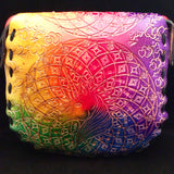 Large Carved Leather Purse - Rainbow Unicorn