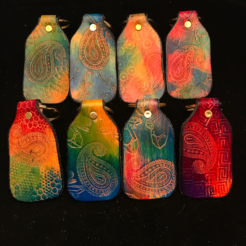 Stamped Leather Keychain - Paisley