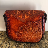 Large Carved Leather Purse - Flower of Life Sunburst (Back))