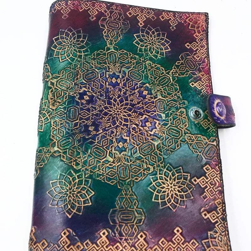 Stamped Leather Journal - Geometric Mandala 