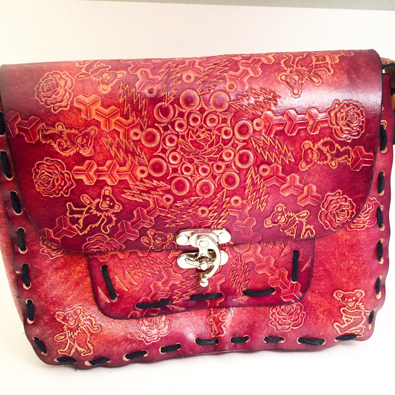 Stamped Leather Messenger Bag - Grateful Mandala