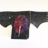 Carved Leather Utility Hip Belt - Flower of Life Black (Side A)