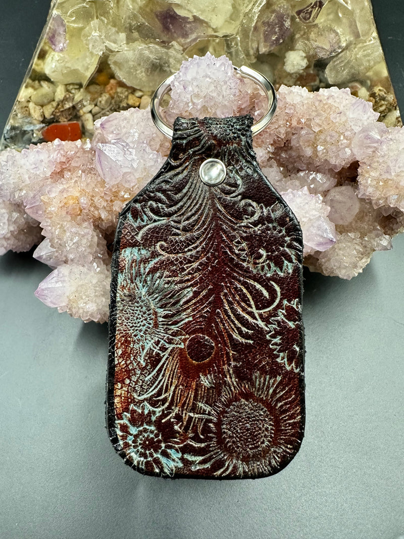 Stamped Leather Keychain - Flowers