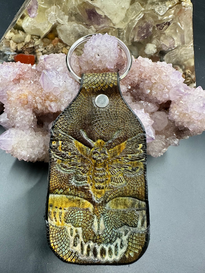 Stamped Leather Keychain - Death Moth
