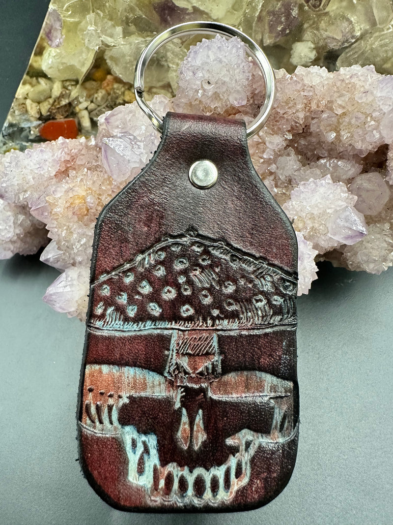 Stamped Leather Keychain - Large Stealie