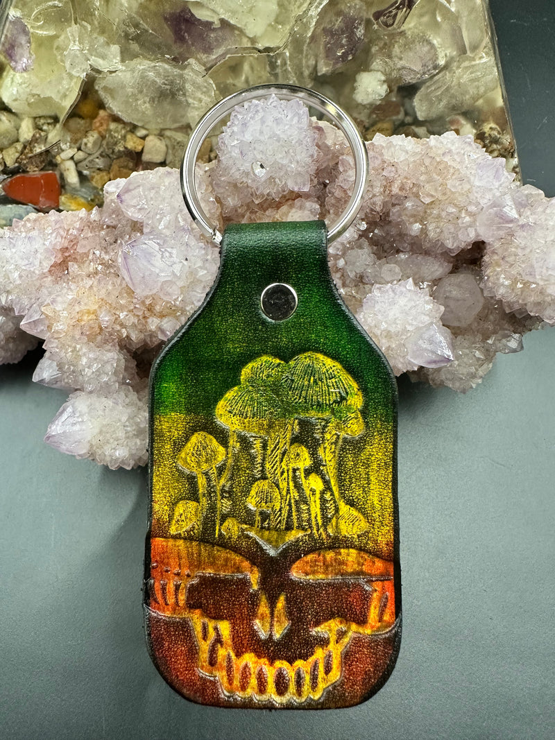Stamped Leather Keychain - 6 Large Assorted Mushrooms